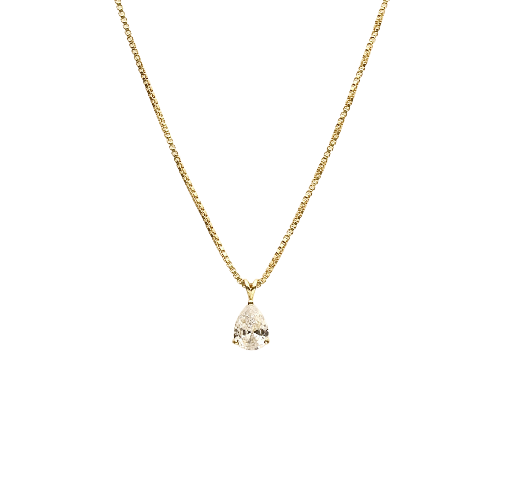 Aurum Lacrima Pendant(Pear Drop With Golden Chain)